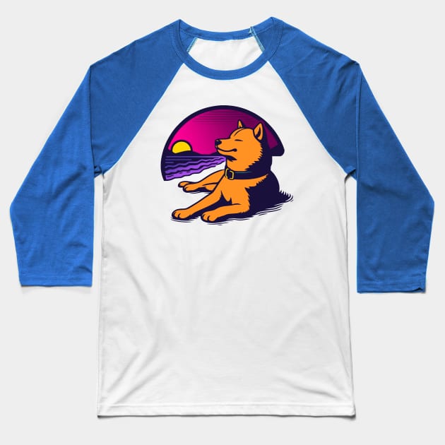 Vaporwave Doge Baseball T-Shirt by forgreatjustice